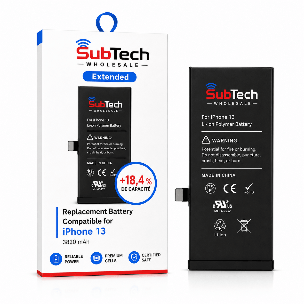 SubTech Extended Battery for iPhone 13 – 3820 mAh (+18.4%)