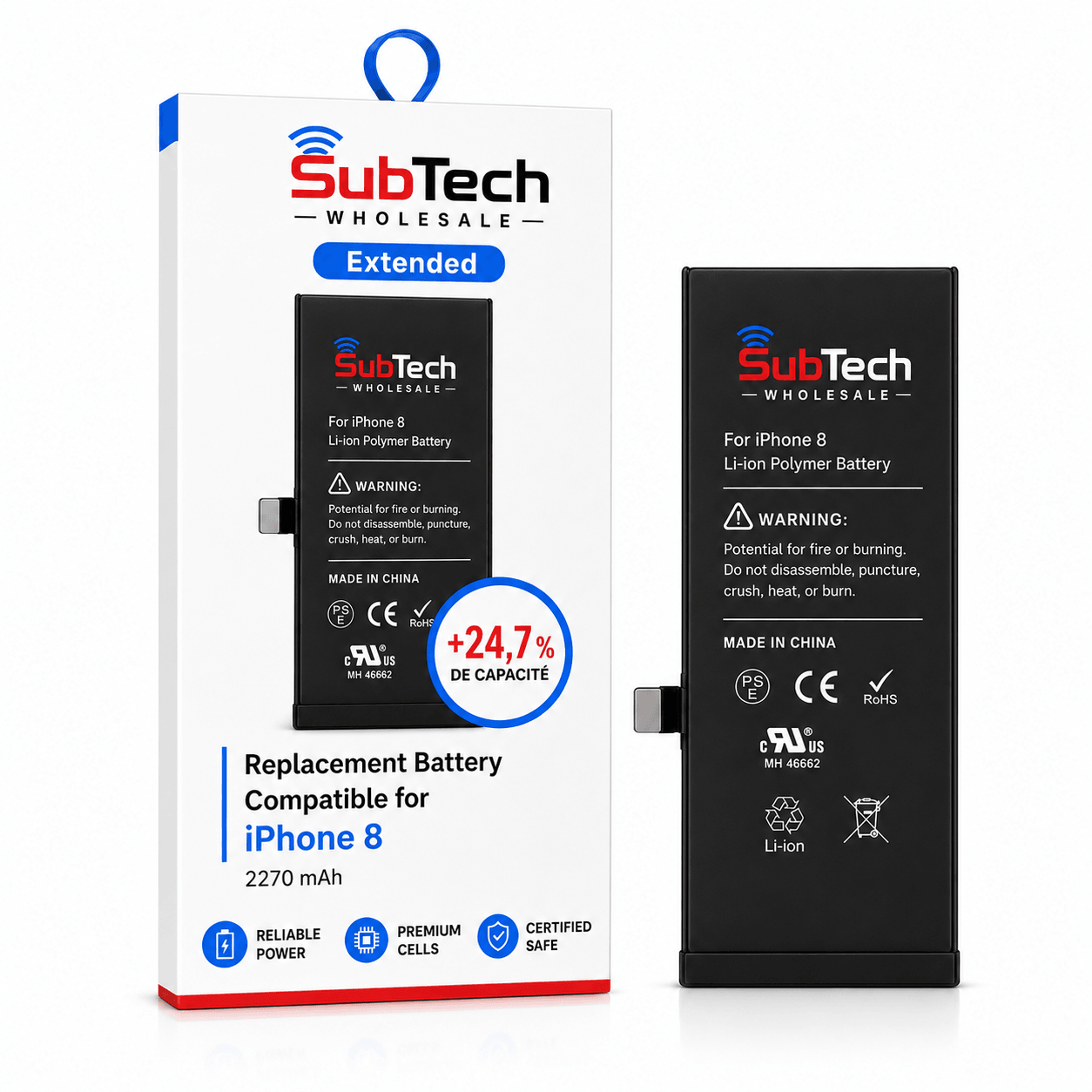 Batterie SubTech Extended pour iPhone 8 Plus – 3440 mAh (+28,6 %)