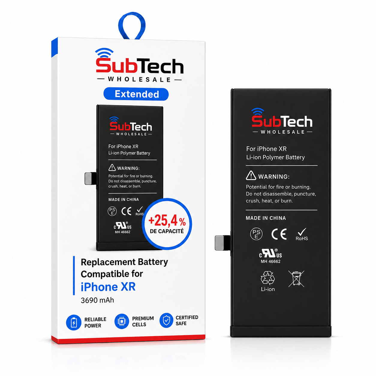 Batterie SubTech Extended pour iPhone XR – 3690 mAh (+25,4 %)