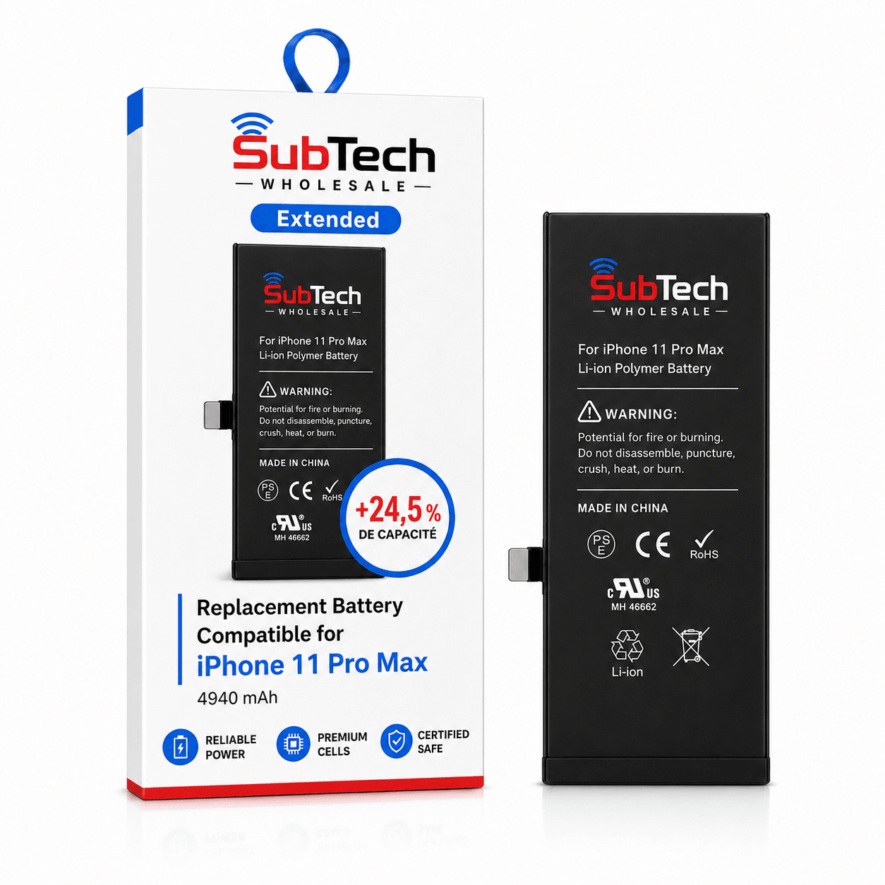 SubTech Extended Battery for iPhone 11 Pro Max – 4940 mAh (+24.5%)