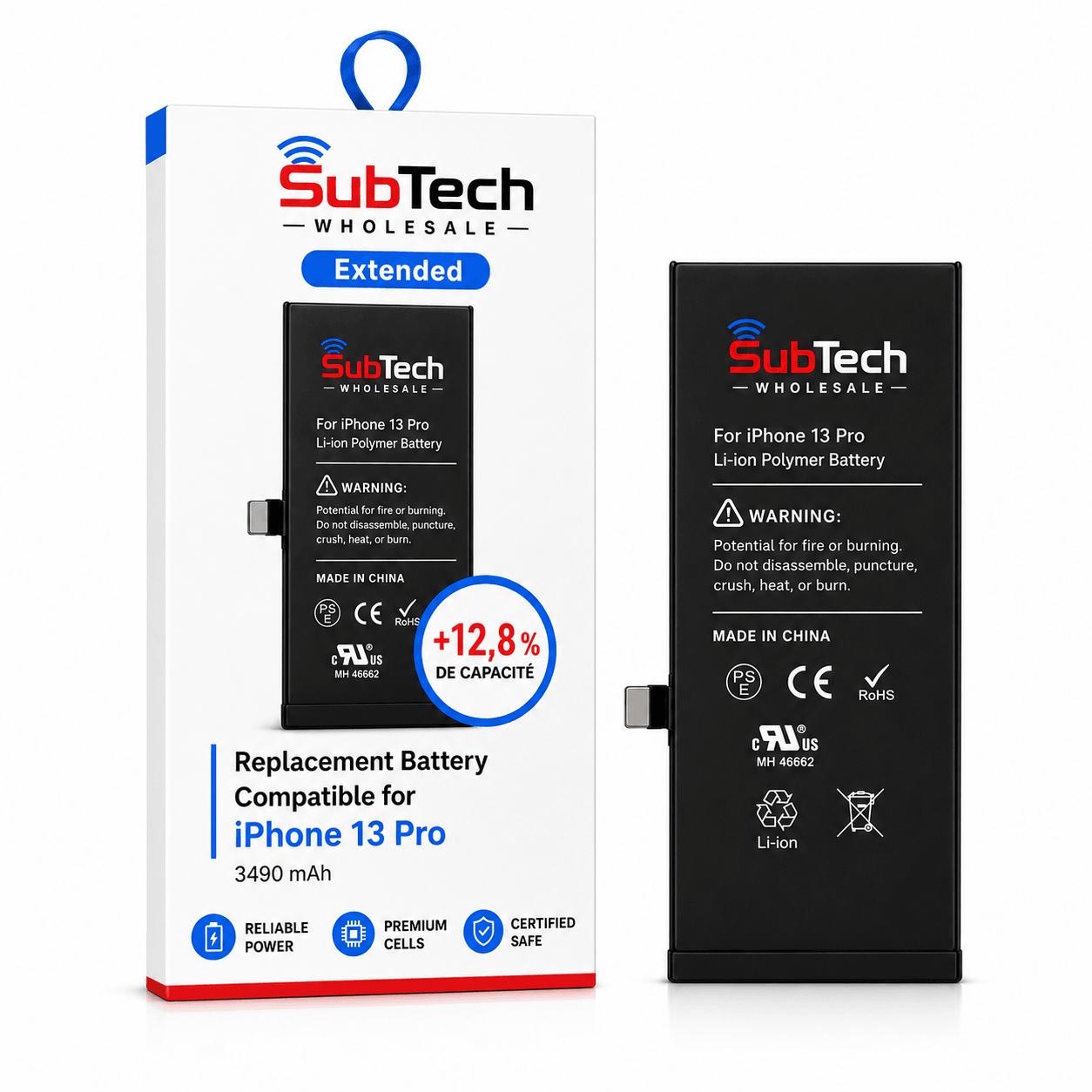 SubTech Extended Battery for iPhone 13 Pro – 3490 mAh (+12.8%)