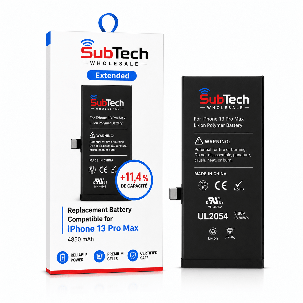 SubTech Extended Battery for iPhone 13 Pro Max – 4850 mAh (+11.4%)