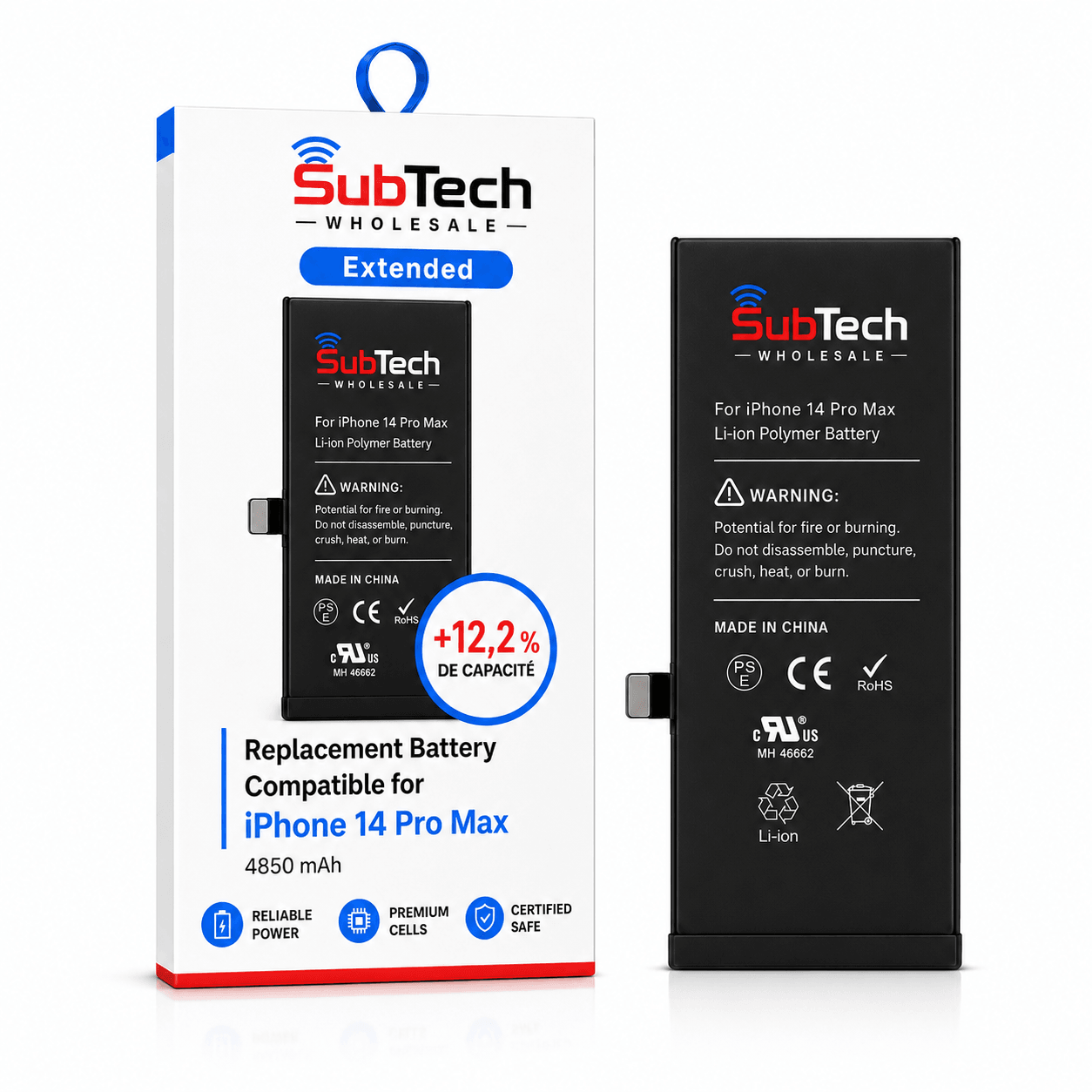 SubTech Extended Battery for iPhone 14 Pro Max – 4850 mAh (+12.2%)