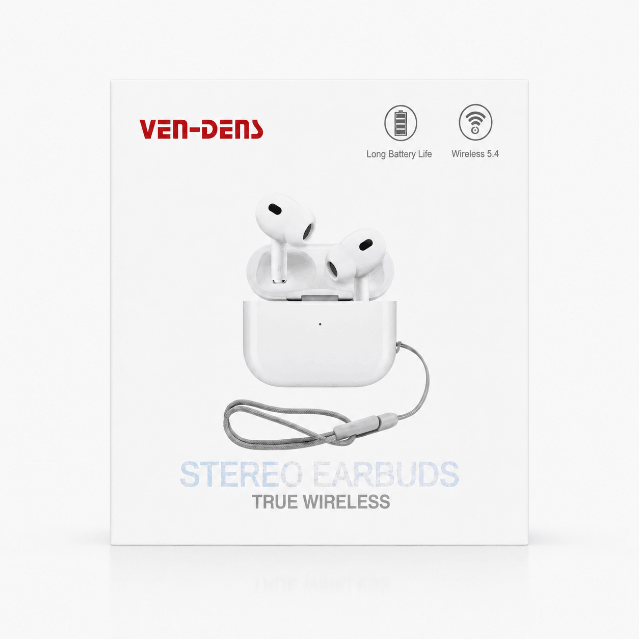 VEN-DENS True Wireless Earbuds With Charging Case– White (VD-BT022)