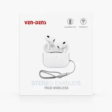VEN-DENS True Wireless Earbuds With Charging Case– White (VD-BT022)