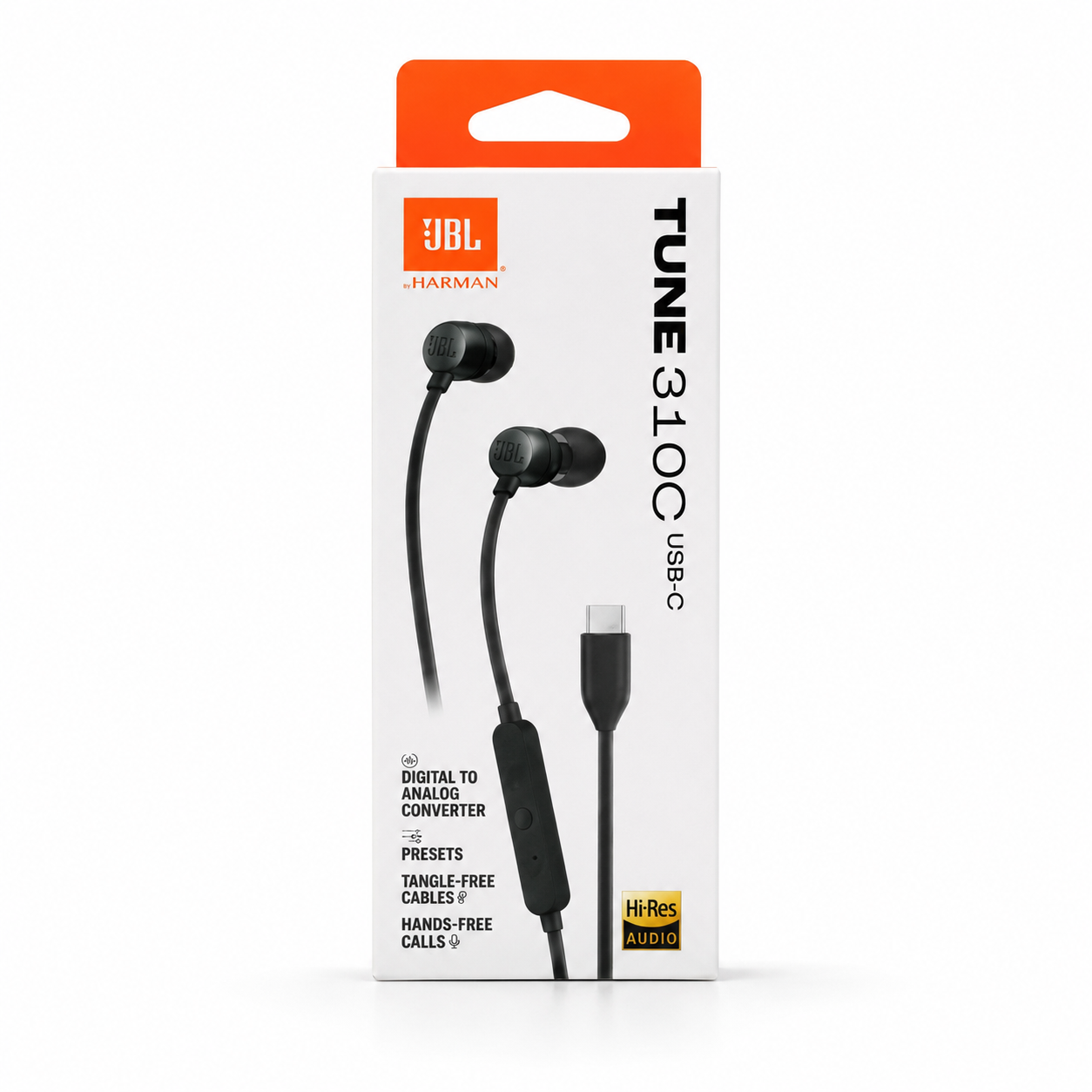 JBL TUNE 310C Hi-Res Type-C Wired In-Ear Headphones with Mic and Comfortable Ear Cushions,black