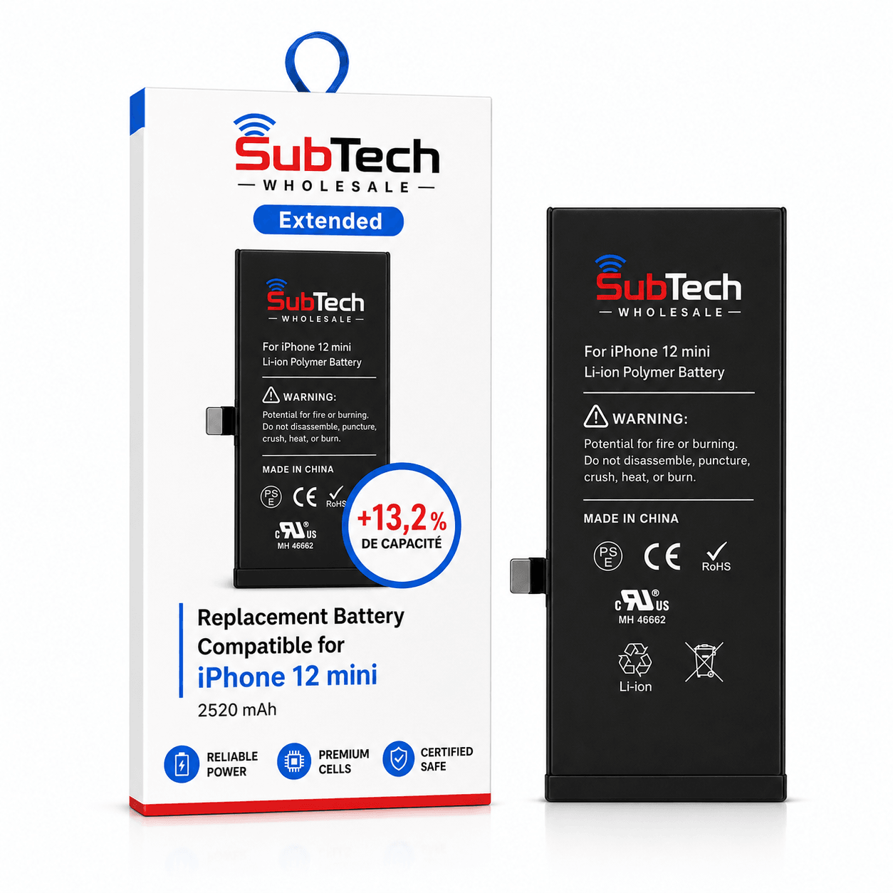 Batterie SubTech Extended pour iPhone 12 mini – 2520 mAh (+13,2 %)