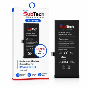 SubTech Extended Battery for iPhone 16 Pro – 3900 mAh (+8.9%)