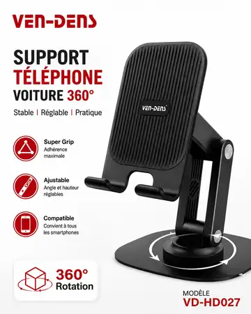 Ven-Dens Support Téléphone Voiture 360°