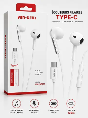 Ven-Dens Ecouteurs Filaires Types-C VD-EAR014