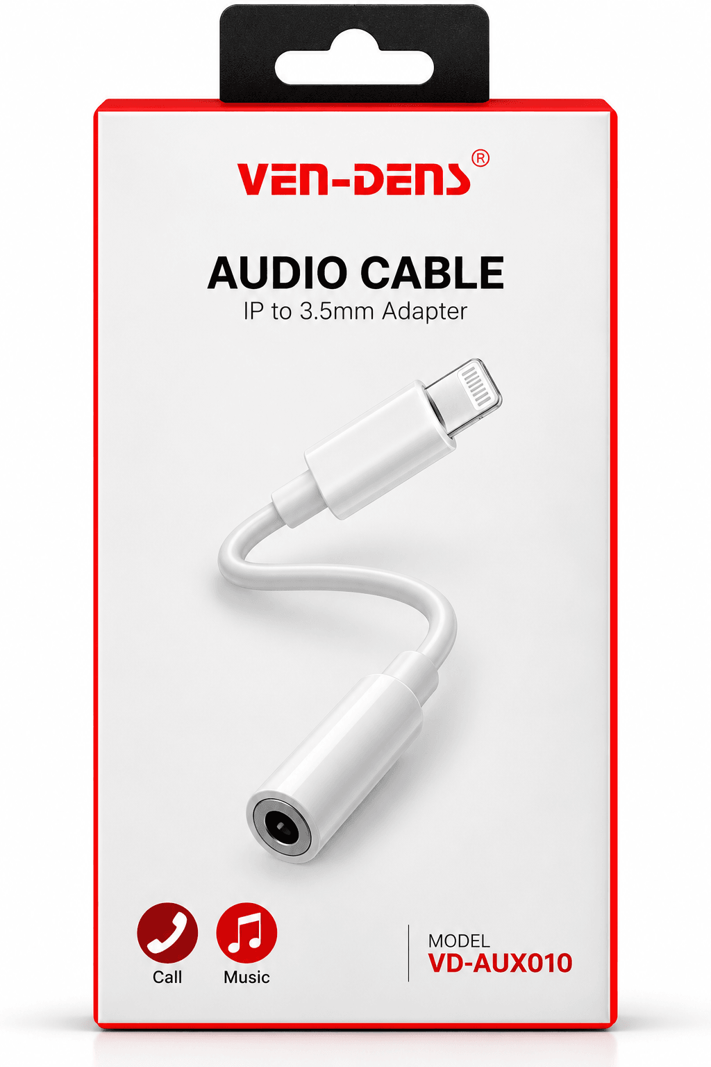 **VEN-DENS VD-AUX010 Lightning to 3.5mm Audio Adapter – iPhone to AUX Headphone Jack**