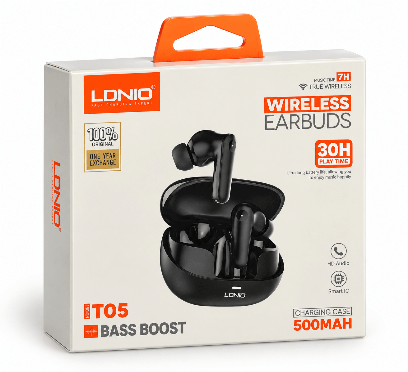 LDNIO T05 True Wireless Bluetooth Earbuds-Bass Boost, 30H Playtime, 500 mAh Charging Case