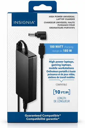**Insignia 180W High Power Universal Laptop Charger – 10 ft Cable**