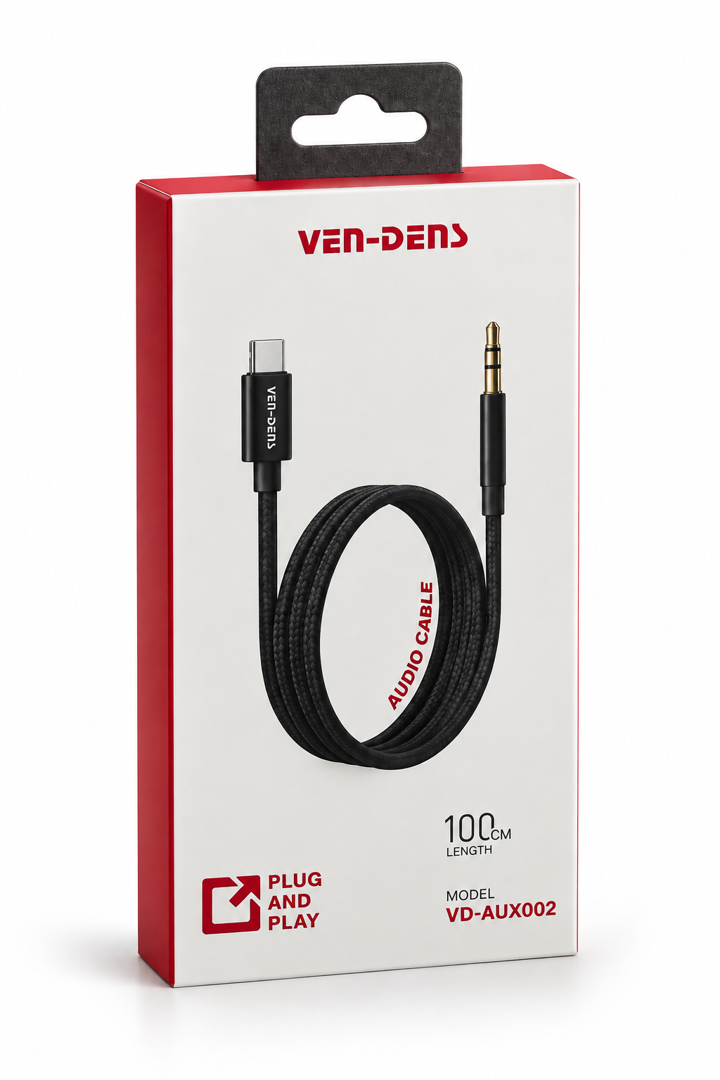 VEN-DENS VD-AUX002 USB-C to 3.5mm Audio Cable – 1M with package