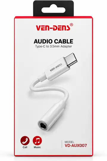 VEN-DENS VD-AUX007 USB-C to 3.5mm Audio Adapter – Type-C to AUX Headphone Jack whit packaging
