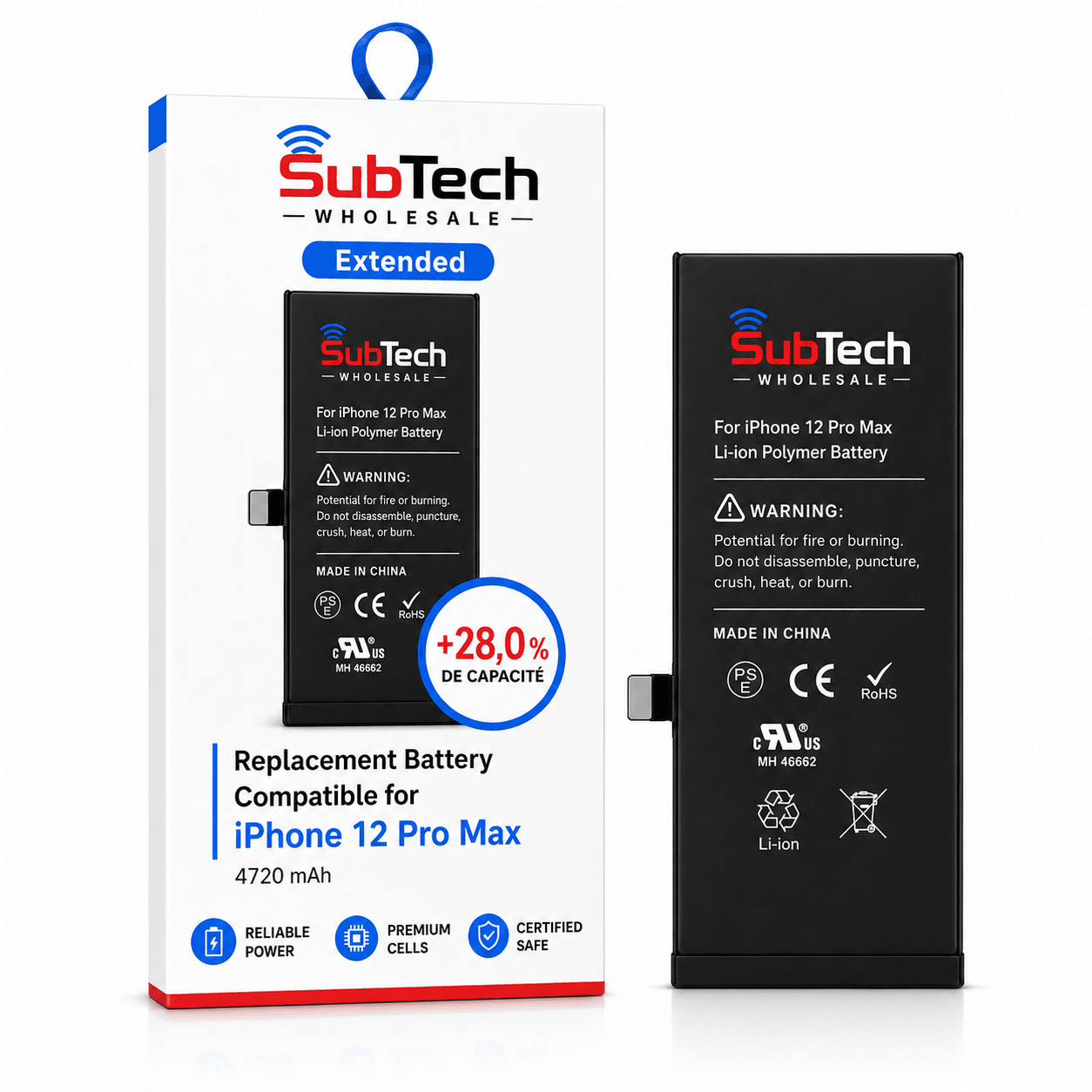 SubTech Extended Battery for iPhone 12 Pro Max – 4720 mAh (+28%)