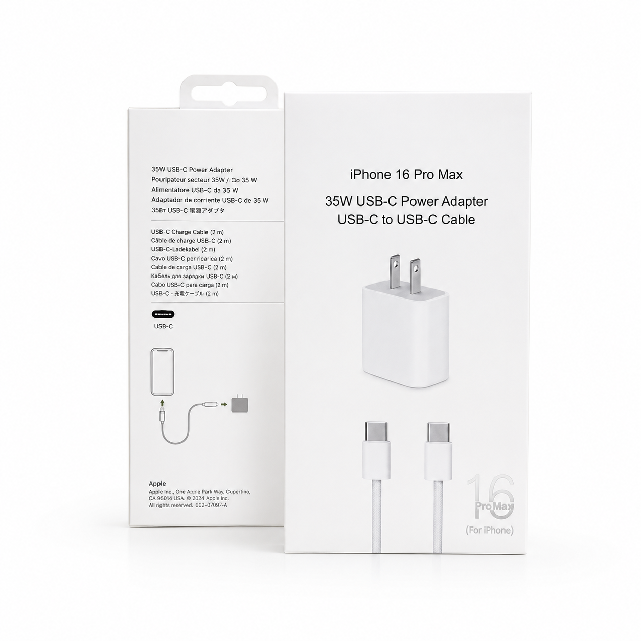 Apple 35W USB-C Power Adapter bundle that includes a USB-C to USB-C cable.