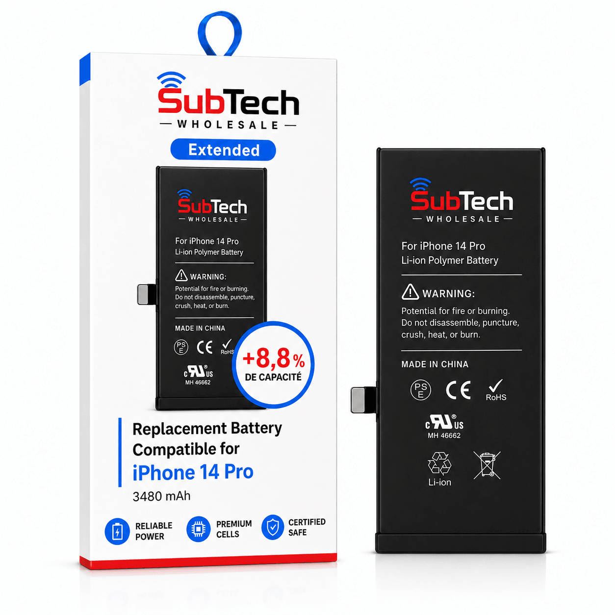 SubTech Extended Battery for iPhone 14 Pro – 3480 mAh (+8.8%)