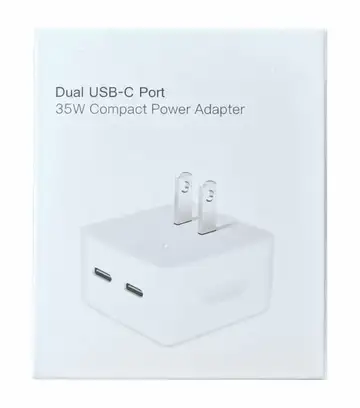 iPHONE 35W Dual USB-C Port Compact Power Adapter.