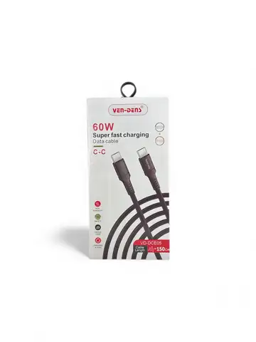 Ven-Dens 60W QD3.5 Type-C To Type-C Data Cable 1.5M – Black (VD-DCE05)
